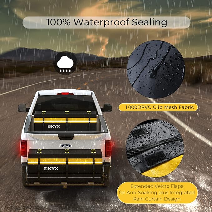 Hitch Cargo Carrier Bag - KYX 15 Cubic Feet Hitch Mount Vehicle Cargo Carrier Bag Car Pickup Truck 100% Waterproof, Anti-Tear 1000D PVC Fabric, Integrated Rain Curtain, Reinforced Straps (59" 18" 24")
