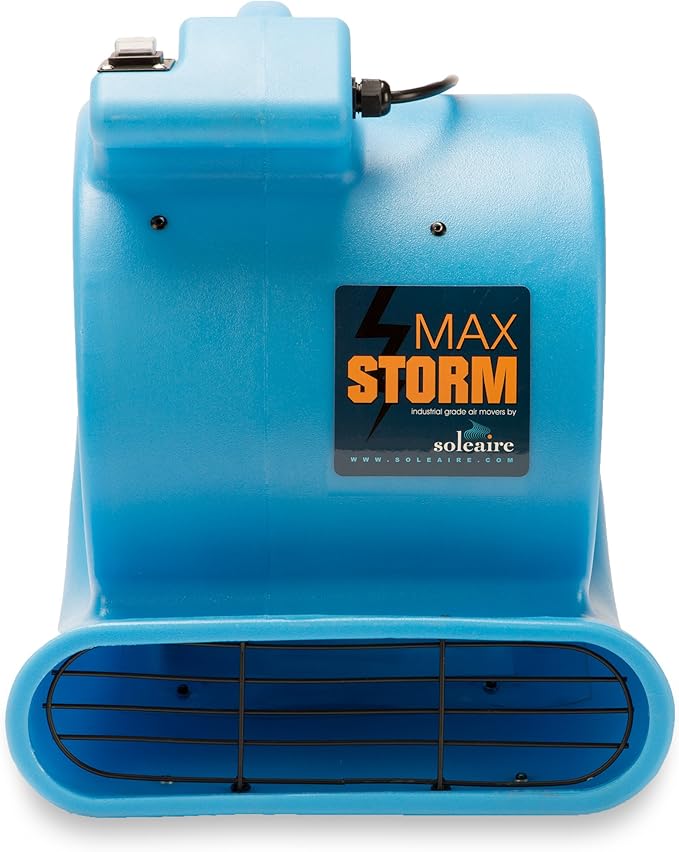 Max Storm 1/2 HP Durable Lightweight Air Mover Carpet Dryer Blower Floor Fan for Pro Janitorial Cleaner, Blue, 1 Pack