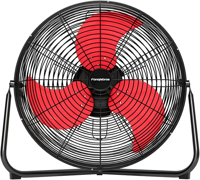 20" High Velocity Floor Fan, 5300 CFM Heavy Duty Industrial Floor Fan, 3 Speed, 360 Degree Tilt, Quiet Operation for Warehouse, Basement, Factory, Barn, Garage - UL Safety Listed