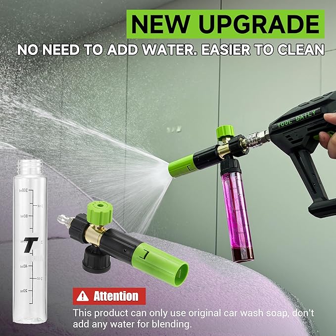 Tool Daily Pressure Washer Short Gun with Mini Foam Cannon, 5 Power Washer Nozzle Tips, 1/4 Inch Quick Connector