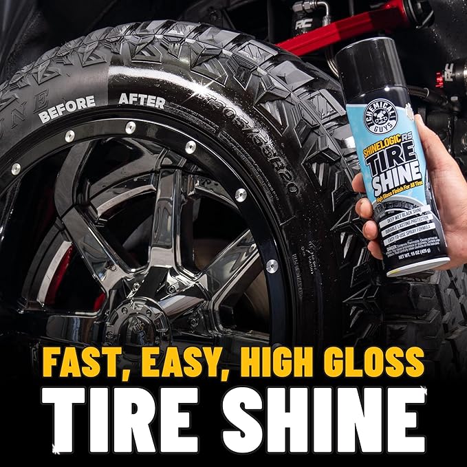 Chemical Guys Shine Logic Tire Shine (128 oz) Premium High-Gloss Tire Dressing for Deep Black Shine, Restores Faded Rubber, Enhances Appearance, Protects Against Fading and Cracking