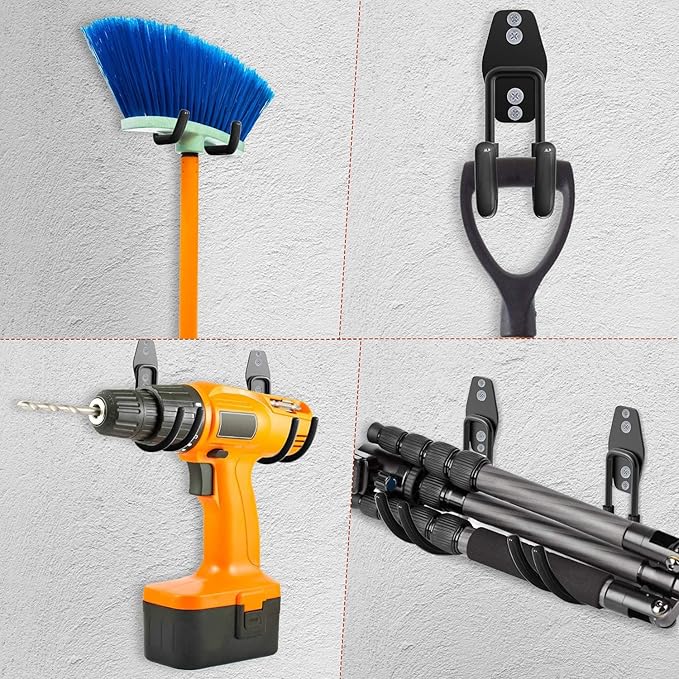 3-H Garage Wall Hooks 10 Pack,Garage Hooks Heavy Duty,Garage Storage Hooks for Hanging and Organizing Garden,Lawn,Yard Tools,Chairs,Ladders,Weed Eater,Shovel,Blower(Black)