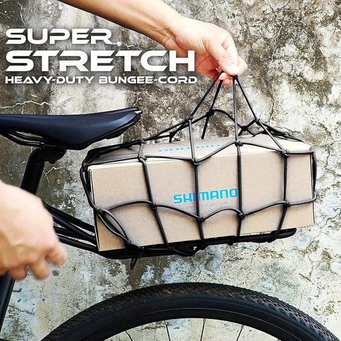 ONIPAX 15"x 15" High Elastic Bungee Cargo Net with 6 Hooks for Bicycle Motorcycle