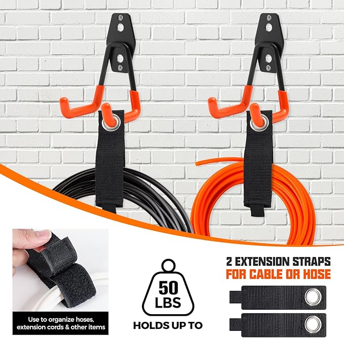 Heavy Duty Garage Hooks, 24 Pack Steel Wall Mount Storage Organizer with Anti-Slip Coating Garage Hook Set for Hanging Ladders, Bikes, Tools, Ropes, Coats