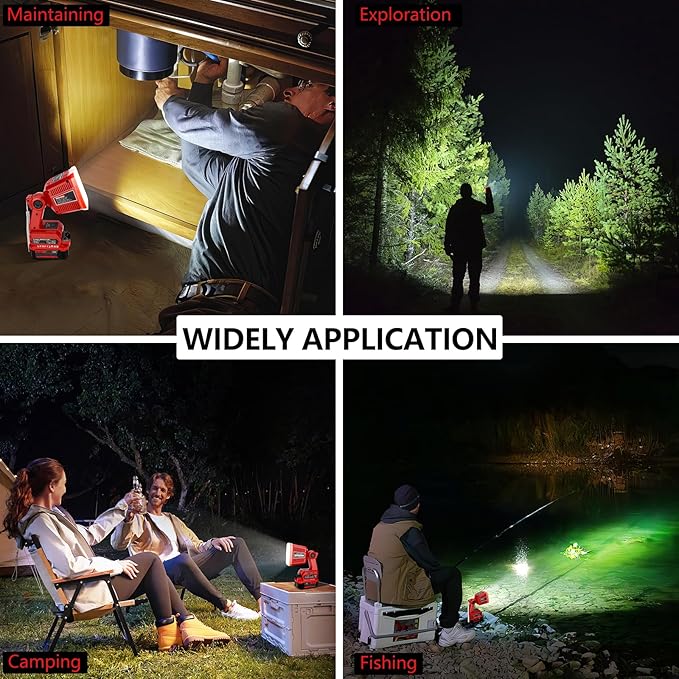 Taingwei LED Flashlight for Craftsman V20 Battery, 18W LED Work Light,LED Battery Light, Flood Light for Camping, Car Repairing, Emergency and Job Site Lighting（Batteries Not Included）