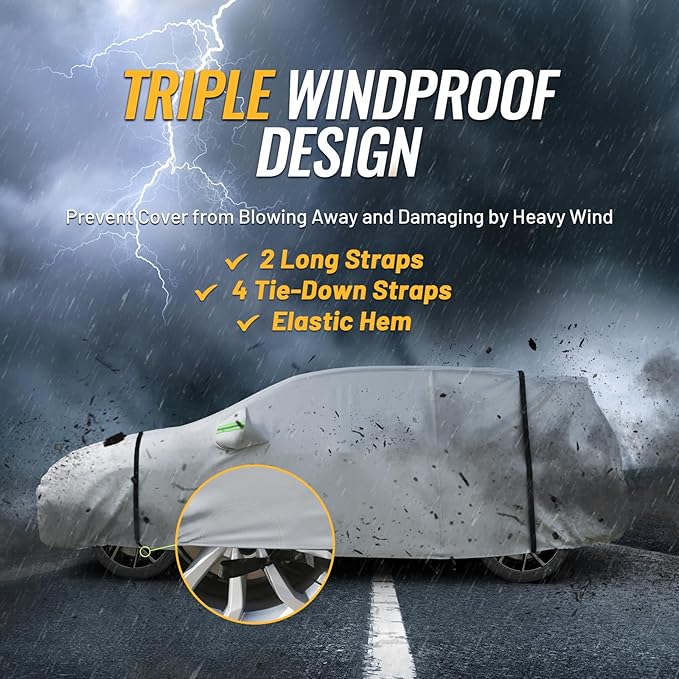 Favoto 6 Layers Hatchback Car Cover Waterproof All Weather for Automobiles Heavy Duty Full Exterior Cover Outdoor Sun Snow Protection Universal Fit for Hatchback (146-157 inch)