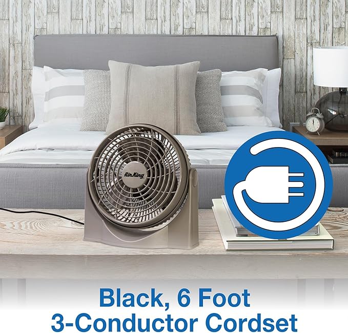 Air King 9530 9-Inch 3-Speed High Performance Pivot Fan, gray