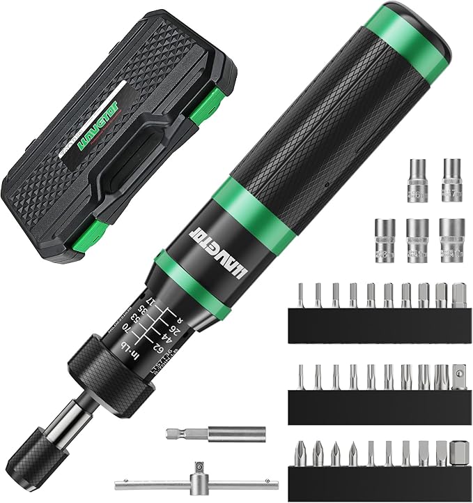 Torque Screwdriver,8-70 in.lb(1/4" Drive) Inch Pound Torque Wrench with S2 Steel Bits & Case - torque screwdriver for gunsmithing.