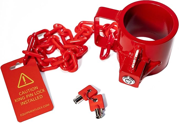 Equipment Lock 5th Wheel Trailer Kingpin Lock - Powder Coated Steel 5th Wheel Hitch Lock - Anti-Theft Tow Hitch Lock - Durable, Secure Fifth Wheel Lock for Theft Prevention and Trailer Security