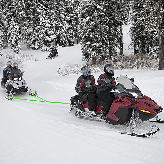 moonoom 17.5ft Heavy-Duty Tow Strap with Two Hooks - 400kg Break Strength Reinforced Emergency Off-Road Tow Rope - Safety Kit for Heavy-Duty Snowmobile, Sled or ATV