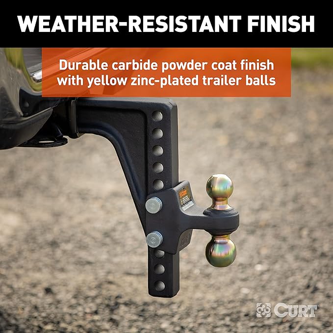 CURT 45939 HD Deep-Drop Adjustable Trailer Hitch Ball Mount with Dual Ball, 2-1/2" Shank, Up to 20,000 lbs