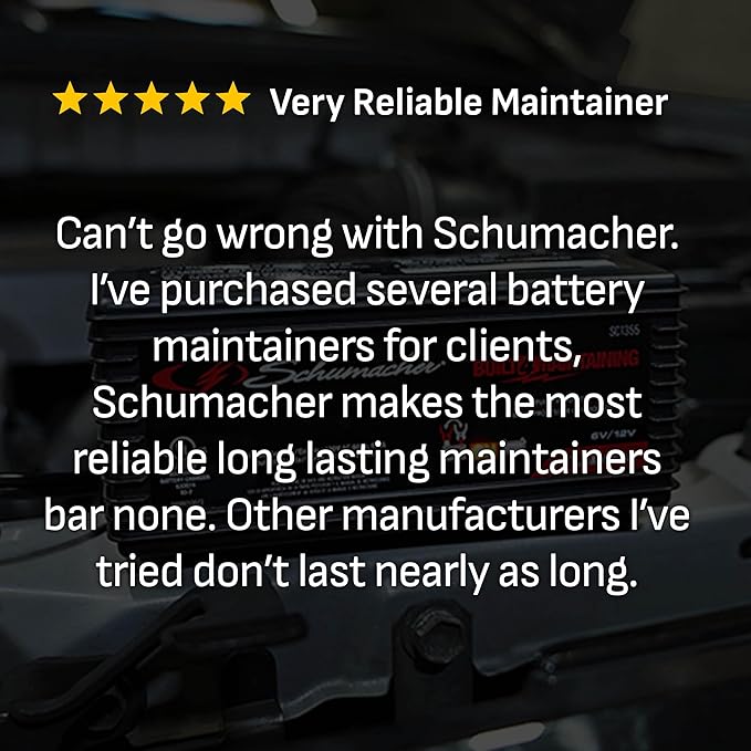 Schumacher Electric 1.5A Car Battery Charger and Maintainer, 3-in-1 Solution, for 6V/12V Power Sport, Automotive, and Marine Batteries, SC1355.