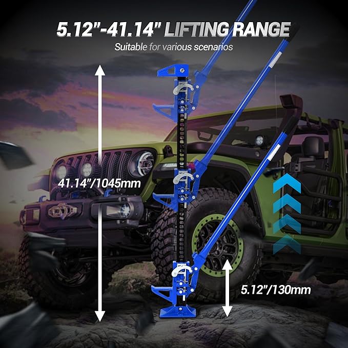 GarveeTech 48 in Farm Jack, 3 T Capacity Ratcheting Off Road, Utility Heavy-Duty F-arm J-ack for Tractor, Truck, SUV, Lift Height 5.12-41.14 in
