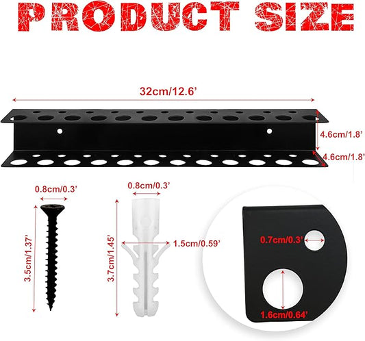 Screwdriver Holder Wall Mount with 23 Holes, 12.6" Long, Heavy Duty Hand Tool Box Organizer Holders Rack Storage Peg Board for Screw Driver Pliers for Garage Workshop Shed (No Screwdriver Included)