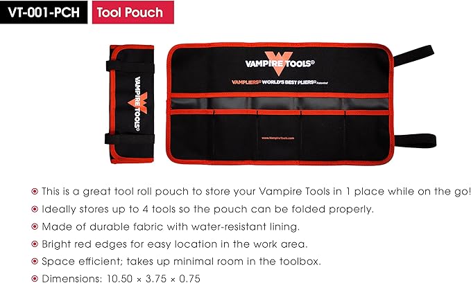 VAMPLIERS 4-PC Screw Extractor Pliers Set Made in Japan: 8" Linesman, 7.5" Long Nose, 6.25" Combination, 5" ESD Safe Mini Plier + Tool Pouch. Remove any Stripped/Damaged/Rusted Screws.