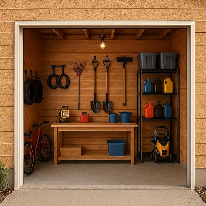 4 Pack Garage Hooks, Garage Tool Organizer Wall Mount, Heavy Duty for Utility Organizer, Steel Utility Garage Hooks for Ladders, Garden Tools, Bike