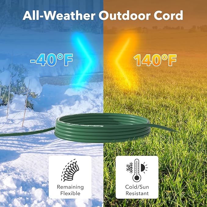 BN-LINK 2-Pack 10Ft Outdoor Extension Cord with 3 Outlets 16/3 SJTW Power Cord, 3-Prong Grounded Plug, for Landscaping & Holiday Decorations, ETL Listed