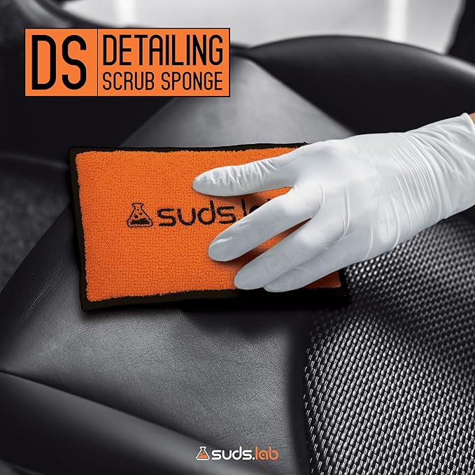 Suds Lab DS Microfiber Detailing Scrub Pad 2 Pack - Car Interior Cleaning & Detailing Microfiber Scrub Pads - Safe On Leather, Vinyl, Plastic, Etc.