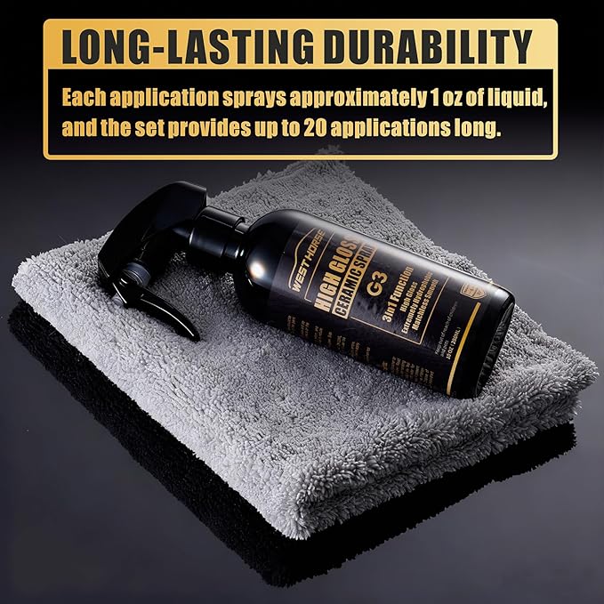Ceramic Coating Selant Spary for Cars - 20 oz High Gloss & Shine Ceramic Spray Coating with Towels for Extremely Hydrophobic and Unmatched Slickness (2Pack)