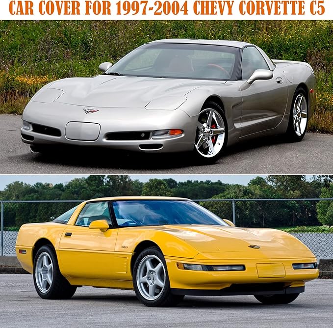Waterproof Car Cover Replace for 1997–2004 Corvette C5, 6 Layers All Weather Car Cover with Zipper Door & Windproof Bands for Snow Rain Dust Hail Protection