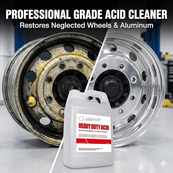 Nanoskin Heavy Duty Acid Aluminum Brightener & Wheel Cleaner 1 Gallon – For Professional Use Only | Industrial Strength Cleaner for Oxidation Removal, Aluminum Shine Restoration & Fleet Maintenance