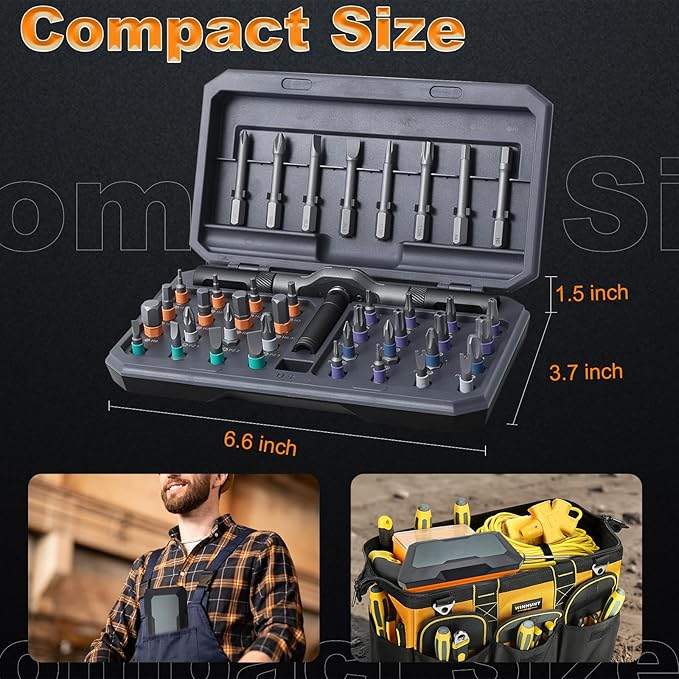 42 In 1 Magnetic Ratchet Screwdriver Set, T Handle Ratcheting Screwdriver Set with Storage Case, Multi Bits, Repair Kit for Computer, Eyeglass, Bicycles, Watch, Furniture, DIY (Grey)