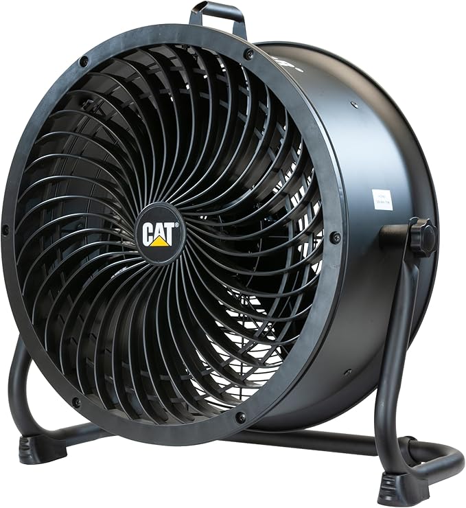 Caterpillar® fan 18”-Blade High-Velocity Drum Fan Heavy Duty Industrial Grade (Black, 2-in-1): 3,400 CFM, 4-Speed, 360 Degree Adjustable Drum Head, Dual Ball Bearing Motor with Die-Cast Cover