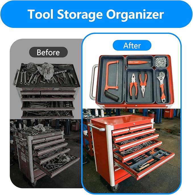 68PCS Tool Box Organizer, 5 Size Toolbox Drawer Organizer Tray, Desk Drawer Organizers, Garage Organization for Tool Chest Workbench Small Parts Widget