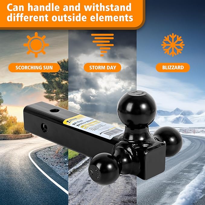 MaxxHaul 70270 Trailer Hitch Hollow Shaft Triple Ball Mount - Black
