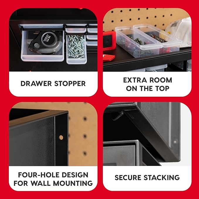 IRIS USA Plastic Storage Drawers, Made in USA, 26-Drawer Organizer (2 Pack), Stackable Teacher Toolbox for Crafts, Stickers, Crayons, Beads, Screws, Hardware, Building Bricks, Garage Storage – Black