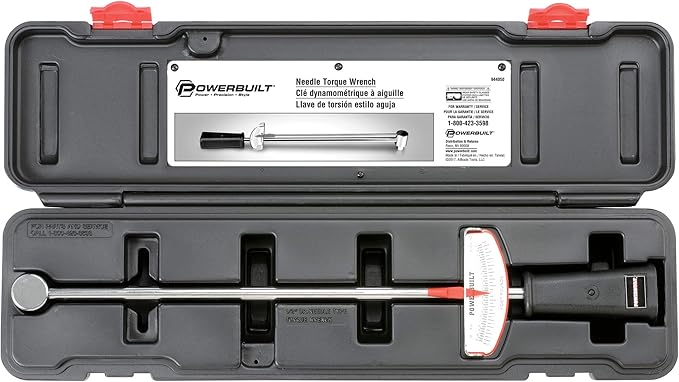 Powerbuilt 1/2-Inch Drive Needle Torque Wrench, Beam Torque Wrench 0-150 Foot/Pounds and 0-20 Meter/Kilograms, High Visibility Markings for Easy Readings - 944050