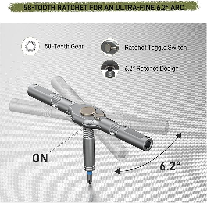 Ratchet Screwdriver Set, 42 in 1 Magnetic Ratcheting Screwdriver Set with T Handle, Multi Bit Screwdriver Kit with Case for Electronics, Furniture, Bicycle & DIY Repair, Army Green