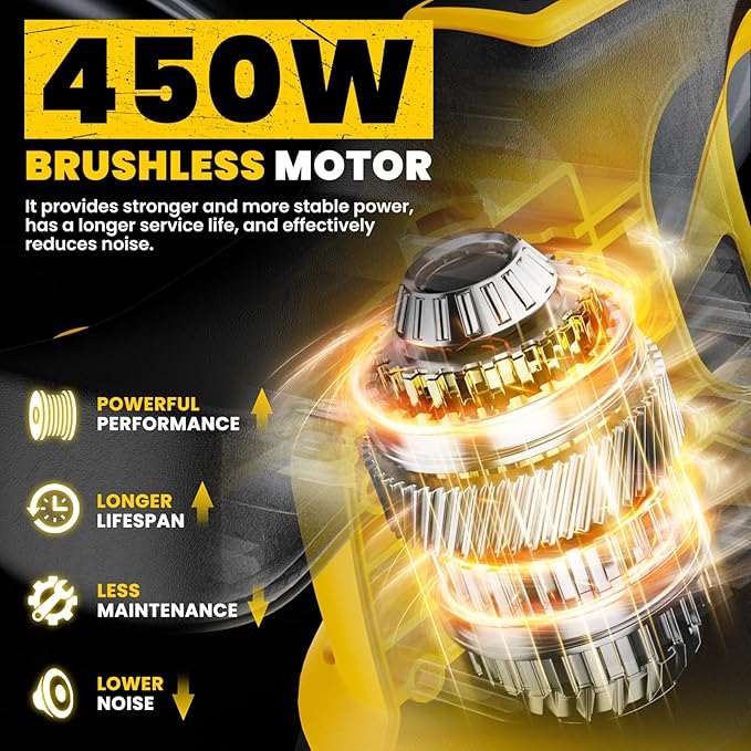Cordless Buffer Polisher for Dewalt 20V Battery, 450W Brushless Car Buffer Polisher Waxer with 6 inch disc, 6 Variable Speed Up to 5200 RPM for Waxing Polishing Scratch Removal (Tool only)