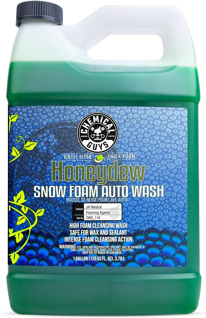 Chemical Guys Car Wash Soap for Foam Cannon or Bucket, Honeydew Snow Foam Car Wash Soap for Trucks, Motorcycles, RVs & More, Super Suds, Honeydew Scent - 128 oz (1 Gallon)