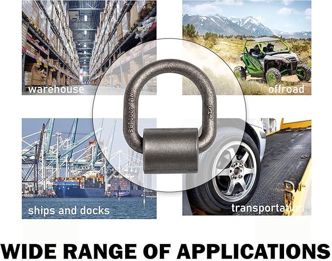 8 Pack - Hi Gear 1/2-inch MBS 12000 Lbs Load Capacity 4000LB WLL Weld-on Flip D-Ring Anchor Flatbed Truck Trailer Ratchet Strap Cargo Tie Down (8)