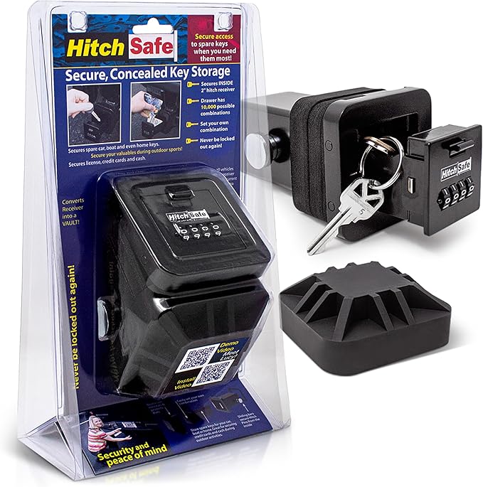 HitchSafe HS7000 Key Vault | Hidden Trailer Hitch Safe for Secure Key Storage | CarShare Turo | Weather Resistant and Durable with 4-Digit Combination Lock for Cars, Trucks, and SUVs
