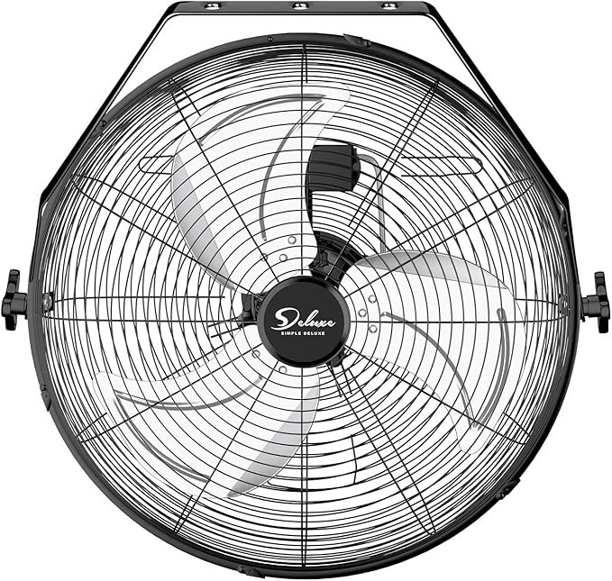 Simple Deluxe 20 Inch High Velocity 3 Speed, Black Wall-Mount Fan for Warehouse, Greenhouse, Workshop, Patio, Factory and Basement