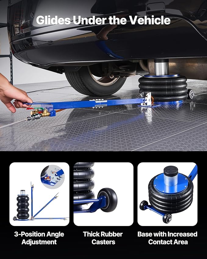 VEVOR Air Jack, 6 Ton/13227 lbs Airbag Jack, Lift Up to 26.5 inch with Heightened Column, Adjustable Handle & Thick Rubber Pad, 2-5 s Fast Lifting Pneumatic for Car, SUV, Pickup Truck Repair, Garage
