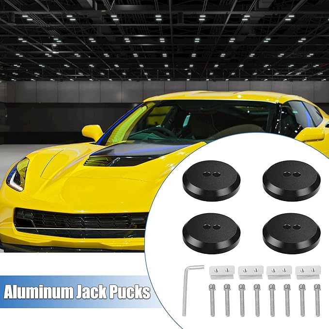 X AUTOHAUX 4 Pcs Aluminum Jack Pads Jack Pucks for Chevrolet Corvette C5 C6 C7 C8 Z06 ZR1 1997-2021 Jacking Lift Pad Jack Lift Point Pad Adapter Black