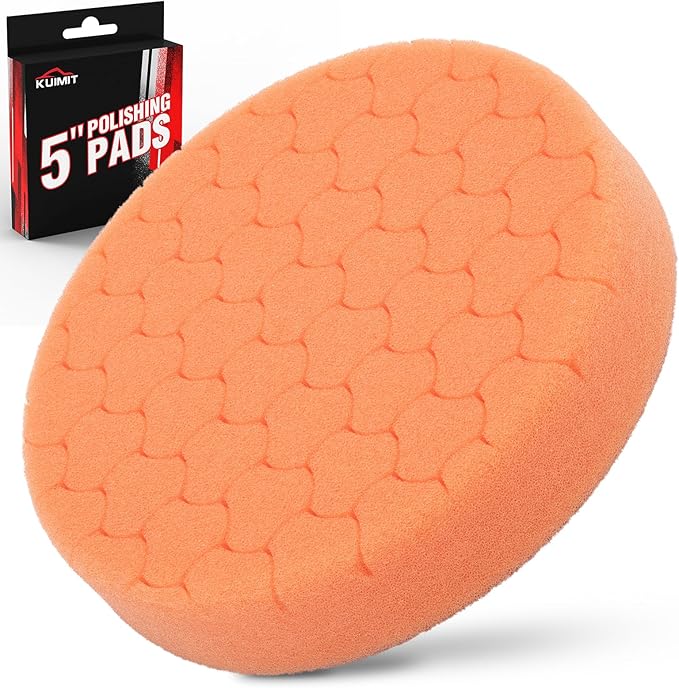 Orange Polish Pad, Buffing Polishing Pads, 1Pc 5.5 Inch Face for 5 Inch 125mm Backing Plate Compound Buffing Sponge Pads for Car Buffer Polisher Compounding, Polishing and Waxing