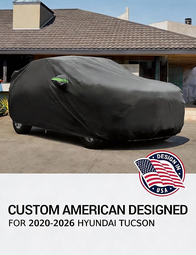Proadsy Car Cover for Hyundai Tucson 2020-2024 2025 2026, Waterproof All Weather, Windproof Snowproof Rain Hail Sun UV Dust Snow Protection Full Outdoor Indoor Exterior Car Covers