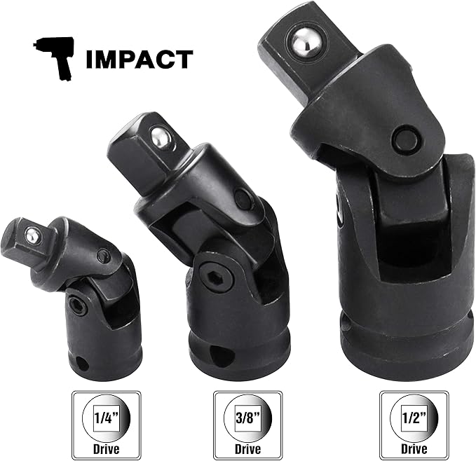 EPAuto 1/2-inch Drive Click Torque Wrench + Impact Universal Joint Set