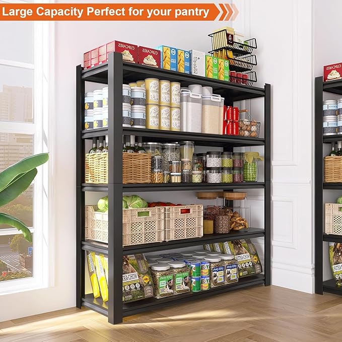HYCHIKA 5-Tire Garage Shelving Units Storage Shelves Rack, 72 Inches Height Heavy Duty Adjustable Steel 3000 lbs Industrial Metal Shelf for Basement, Garage Organization (72" H x 59" W x 24" D)