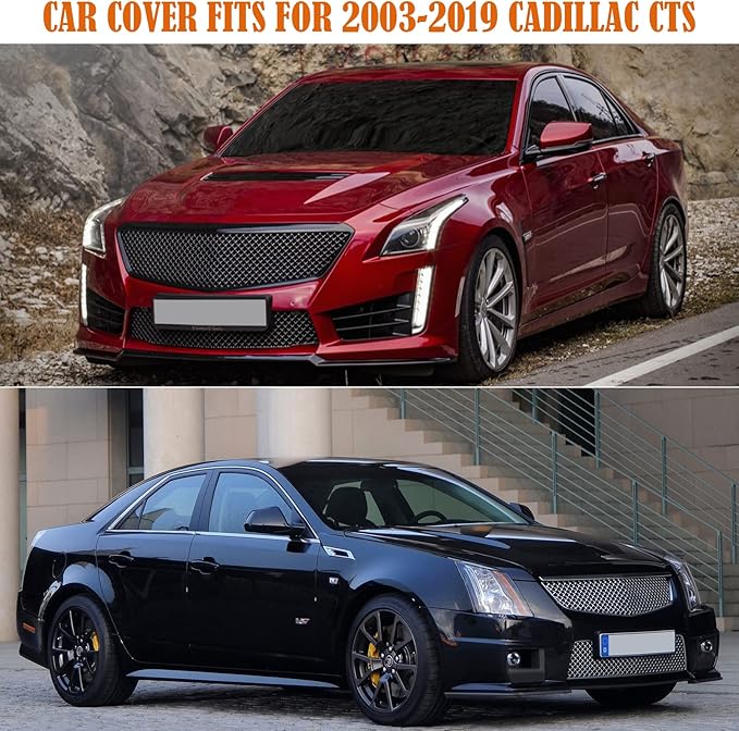 Waterproof Car Cover Replace for Cadillac CTS/CTS-V 2003-2019, 210T All Weather Car Covers with Zipper Door for Snow Rain Dust Hail Protection