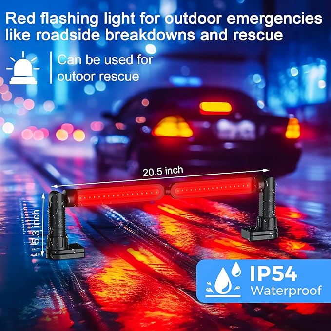 Work Light for Mechanic 3200LM LED 5000mAh Rechargeable Magnetic Light Bar with Hooks, Underhood Work Lights for Car Repairing, Inspection, Garage, Workshop, Emergency - 2-Pack