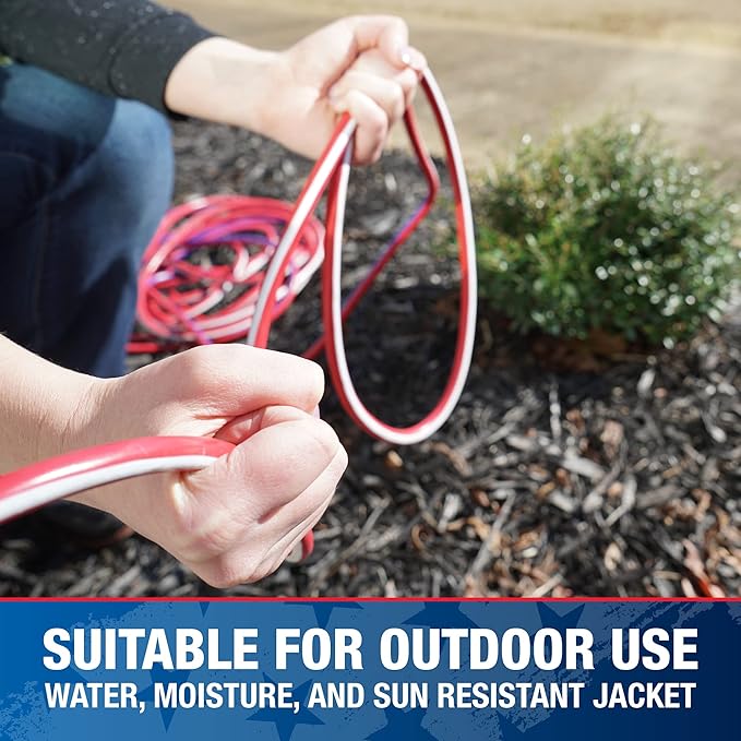 Southwire Heavy Duty Extension Cord, 50Ft, 12 Gauge, 3 Conductor, Outdoor Cord, Lighted End, SJTW, Red/White/Blue, 2548SWUSA1