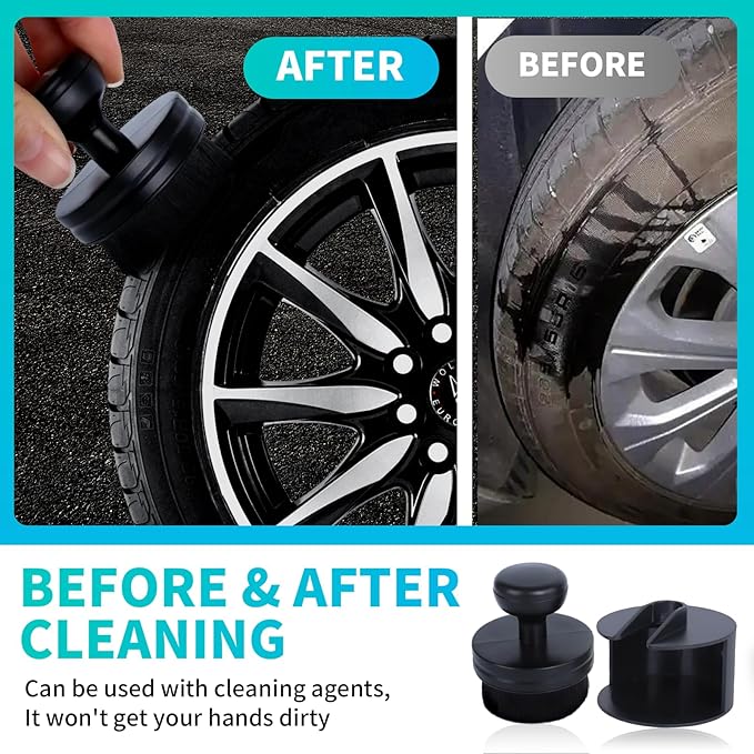 IPELY Tire Shine Brush, Tire Dressing Brush with Storage Base, High Density Bristles Tire Shine Applicator Brush for Auto Detailing