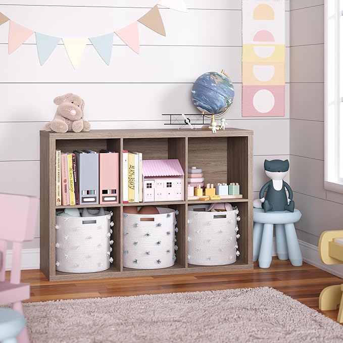 ClosetMaid 6 Cube Storage Shelf Organizer Bookshelf with Back Panel, Easy Assembly, Wood, Weathered Gray