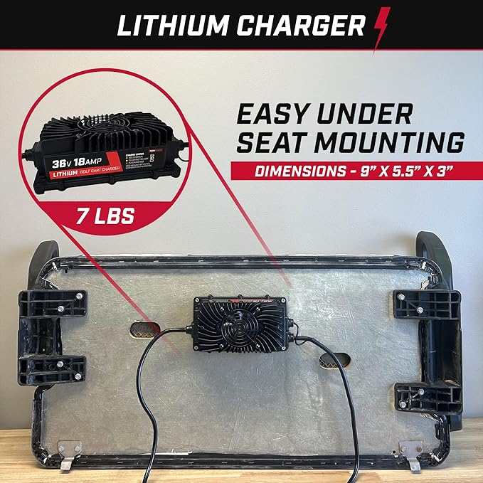 FORM 36V 18A Lithium Golf Cart Charger - Waterproof Design - 43.8 Volt Output - Onboard Smart Charger for Lithium or LiFePO4 Batteries