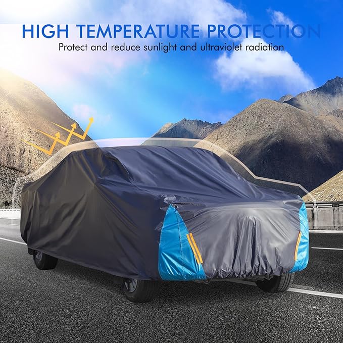 Truck Cover Waterproof All Weather for Automobiles, 6 Layers Outdoor Full Exterior Cover Rain Sun UV Snowproof Protection (Length Up to 228 inch)